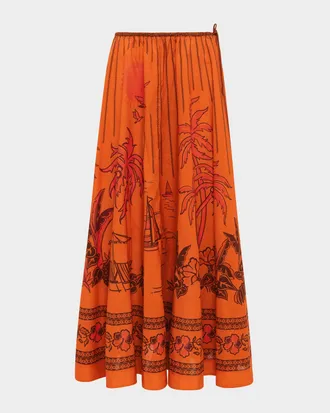 Alemais Boathouse Cotton Voile Midi Skirt