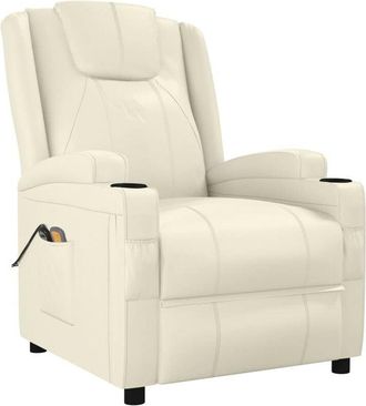 vidaXL Sill&oacute;n De Masaje El&eacute;ctrico Cuero Sint&eacute;tico Crema Vidaxl