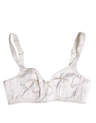 Dolce & Gabbana Womens White Silk Balconette Non Wire Bra Underwear Cotton Elastane Nylon Clothing