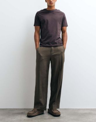 Abercrombie & Fitch pantaloni sartoriali baggy in kaki scuro-Marrone