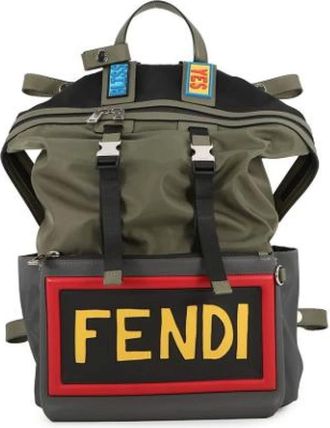 Fendi Pre-owned Backpacks, male, Green, Size: ONE SIZE Pre-owned Nylon Handbag