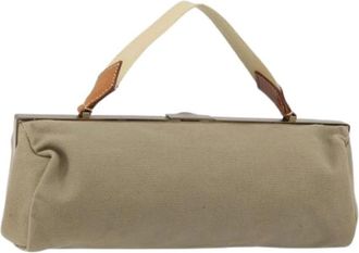 Miu Miu Pre-owned Handbags, female, Beige, Size: ONE SIZE Pre-owned Canvas Hand Bag