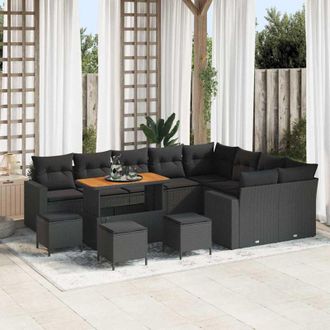 vidaXL Vidaxl - Conjunto De Sof&aacute; De Jard&iacute;n 13 Pcs Negro 110 X 55 X 71 Cm