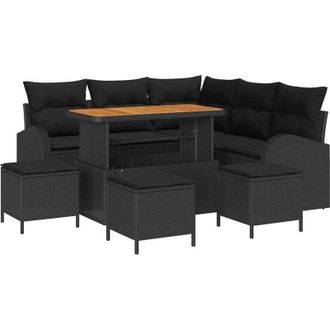 vidaXL Garden Sofa Set with Cushion with Storage 9 pcs Black vidaXL