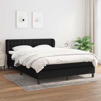 vidaXL Cama Box Spring Con Colch&oacute;n Tela Negro 140x200 Cm Vidaxl