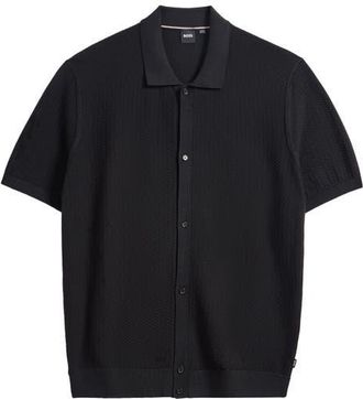 BOSS Iseppo Short Sleeve Cardigan in Black at Nordstrom, Size Xx-Large