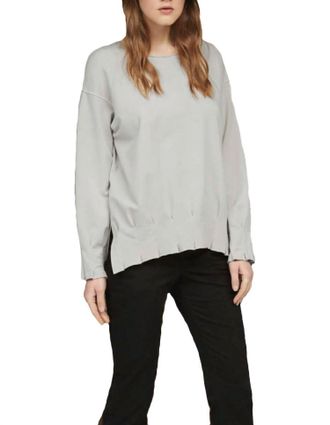 European Culture Pleated Sweatshirt In Light Grey