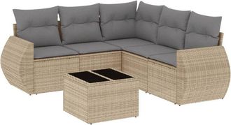 vidaXL Juego De Sof&aacute;s Jard&iacute;n Con Cojines 6 Pzas Rat&aacute;n Sint&eacute;tico Beige Vidaxl