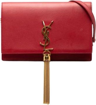 Saint Laurent Pre-owned Cross Body Bags, female, Red, Size: ONE SIZE Pre-owned The Kate Wallet on Chain