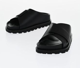 Jil Sander Leather Slides With Strap Closure size 36