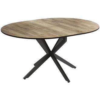 Vicco Tavolo da pranzo allungabile Loyd, Nero/quercia rustico, 120 x 76.5 cm Estensibile