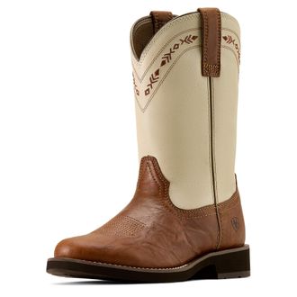 Ariat Womens Kearney Round Toe Western Boots in Beasty Brown Cream, B Medium Width, Size 5.5, by Ariat