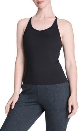 Spanx SoftStretch Rib Shelf Bra Performance Tank in Very Black at Nordstrom Rack, Size X-Large