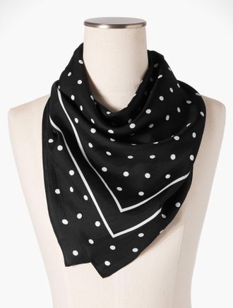 Talbots Garden Dot Square Scarf - Black - 001 Talbots