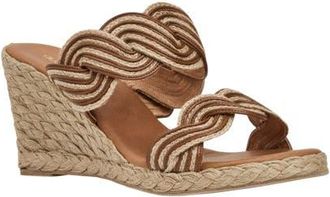 Andr&eacute; Assous Nolita Twist Wedge Slide Sandal in Natural/Cognac at Nordstrom, Size 11