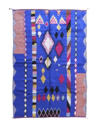 AFK Living Alfombra bereber marroqu&iacute; de pura lana azul 195 x 296 cm