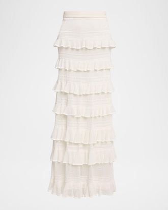 Zimmermann Luna Lace Ruffled Maxi Skirt