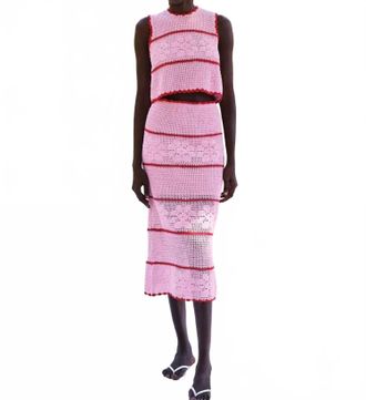 Saylor Fran Skirt Set In Pink/ Red