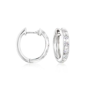Ross-Simons CZ Hoop Earrings in Sterling Silver