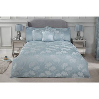 TJ Hughes Blossom Luxury Duvet Set - Duck Egg Blue - Double - TJ Hughes