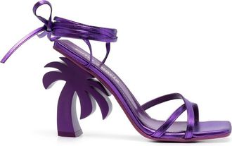 Palm Angels Palm Beach lace-up sandals - women - Calf Leather/Calf Leather/Calf Leather - 40 - Purple