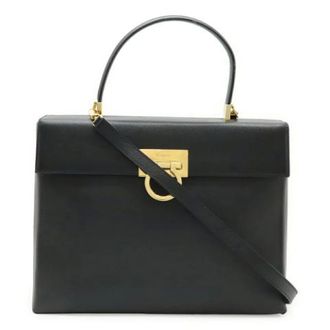 Ferragamo Pre-owned Handbags, female, Black, Size: ONE SIZE Pre-owned Leather Handbag