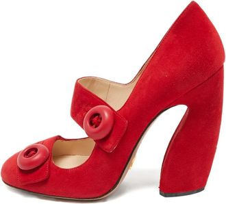 Prada Mary Jane in pelle scamosciata - Rosso