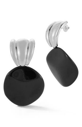 Sphera Milano Resin Statement Drop Earrings in Silver/black at Nordstrom Rack
