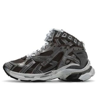 Balenciaga Runner High Top Sneakers Grey Nylon Suede-Like Fabric 695764W3RH31891