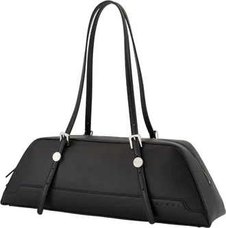 Marni Womens Leather Duffle Shoulder Bag Black Calfskin