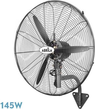 Fabrilamp Ventilatore Industriale Da Parete Borrasca Nero 3 Velocit&agrave; 145w 3 Pale Fisse E Rotanti 60x56x30cm