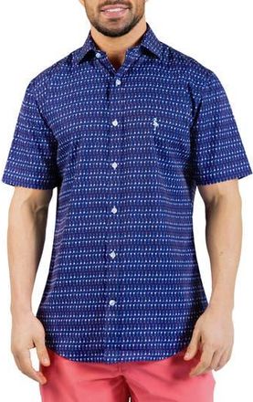 Tailorbyrd Martini Glasses Print Short Sleeve Button-Up Shirt in Navy at Nordstrom Rack, Size Xx-Large