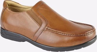 Roamers Newfield Loafer Extra Wide Mens - Tan Leather - Size UK 15