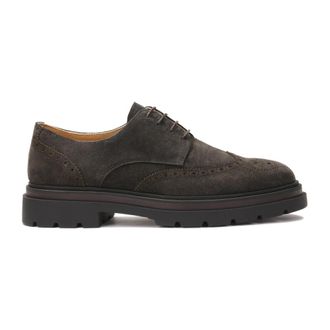 Kazar Bruine derby halfschoenen met rozetdecoratie - Heren - Veterschoenen - Bruin - 46 EU - Wol - Schoenen