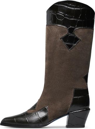 Loriblu Texan Enkellaars - Dames - Cowboylaarzen - Bruin - 40 EU - Leer - Schoenen