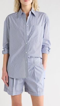 TWP Big Joe Cotton Button-Up Shirt in Indigo /White at Nordstrom Rack, Size X-Small/small