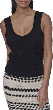 DKNY Dkny Cotton V-Neck Crochet Sweater