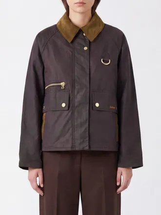 Barbour Short Shirt-Style Jacket in Waxed Cotton with Velvet Collar