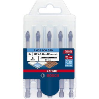 Bosch Professional 5 Piezas Set De Brocas Expert Hex-9 Hardceramic (para Tejas, Baldosas, &Oslash; 6 Mm, Accesorios Taladro De Impacto Rotativo) - Bosch