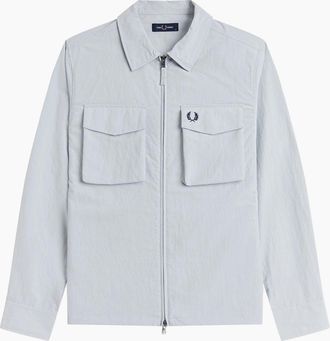 Fred Perry Mens Fred Perry Ripstop Pocket Overshirt Dusky Blue - Size: 44/Regular