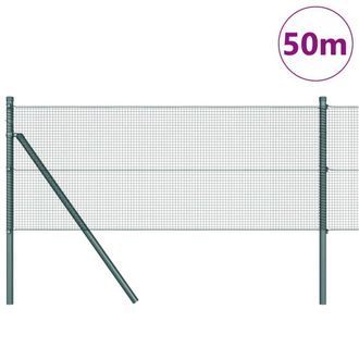 Berkfield Home Green Welded Wire Fence with 13 Posts Green 0.6x50 m Steel