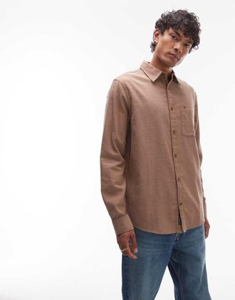 Tommy Jeans Camicia vestibilità classica marrone in flanella