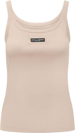 Dolce & Gabbana Pink Logo Scoop Neck Top
