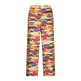 Elena Miro Bedrukte Rechte Broek - Dames - Straight fit broeken - Veelkleurig - 4XL - Katoen - Broeken