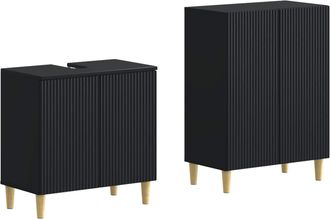 vidaXL Juego De Gabinete De Ba&ntilde;o De 2 Piezas Arnhem Negro Vidaxl