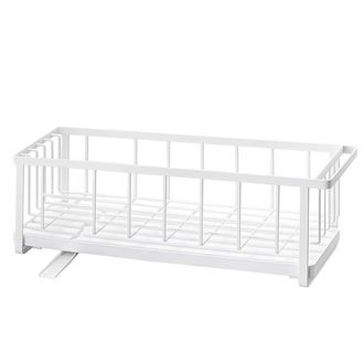 Yamazaki Tableware 5068 Tower Wire Dish Drainer Slim, White, Steel/abs Resin/polypropylene/silicone, 57.5 X 16 X 18.5 Cm