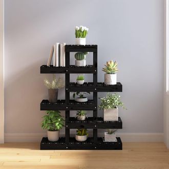 vidaXL Vidaxl - Soporte Para Plantas Madera Maciza Pino Negro 85x25x109,5 Cm