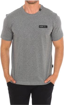 Plein Sport Korte Mouw T-shirt met Merkprint - Heren - Sportshirts - Grijs - M - Katoen - Fitness