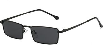 Generic Metal Small Frame Men Sunglasses Outdoor Women Vacation Decorative Sun Glasses(Black)