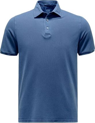 Fedeli Blauw Piqu&eacute; Polo Shirt met Korte Mouwen - Heren - Polos - Blauw - XL - Katoen - Tops